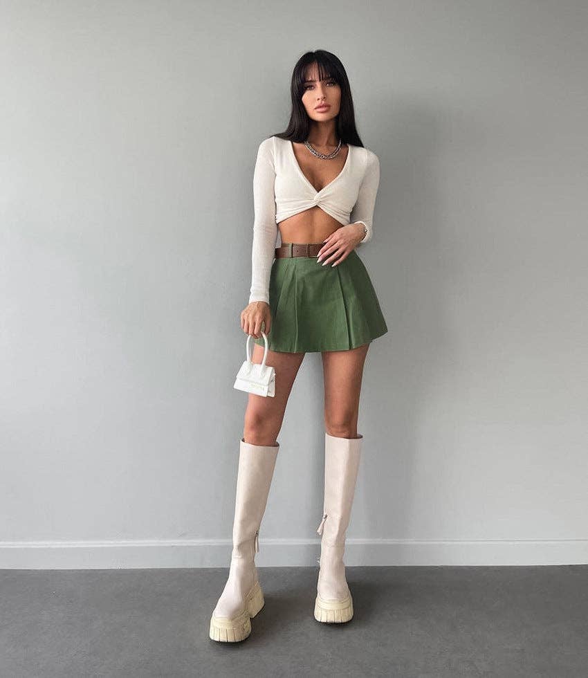 Sweetkama - Wholesale Skort - Women's - Solid Color High Waist Ladies Short KQ70266