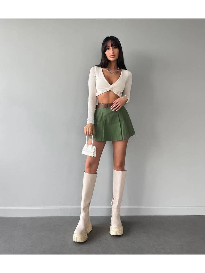 Sweetkama - Wholesale Skort - Women's - Solid Color High Waist Ladies Short KQ70266