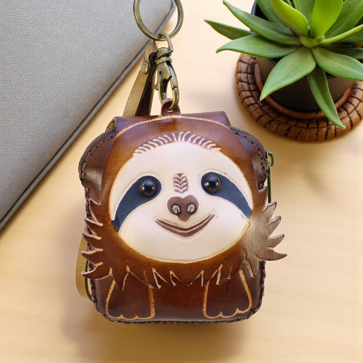 Sunflower Handmade leather inc - Wholesale Coin Purse - Women's - Handmade leather Sloth coin purse wristlet1