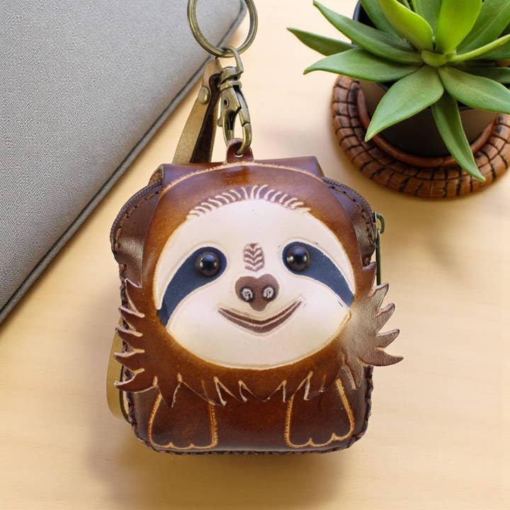 Sunflower Handmade leather inc - Wholesale Coin Purse - Women's - Handmade leather Sloth coin purse wristlet1