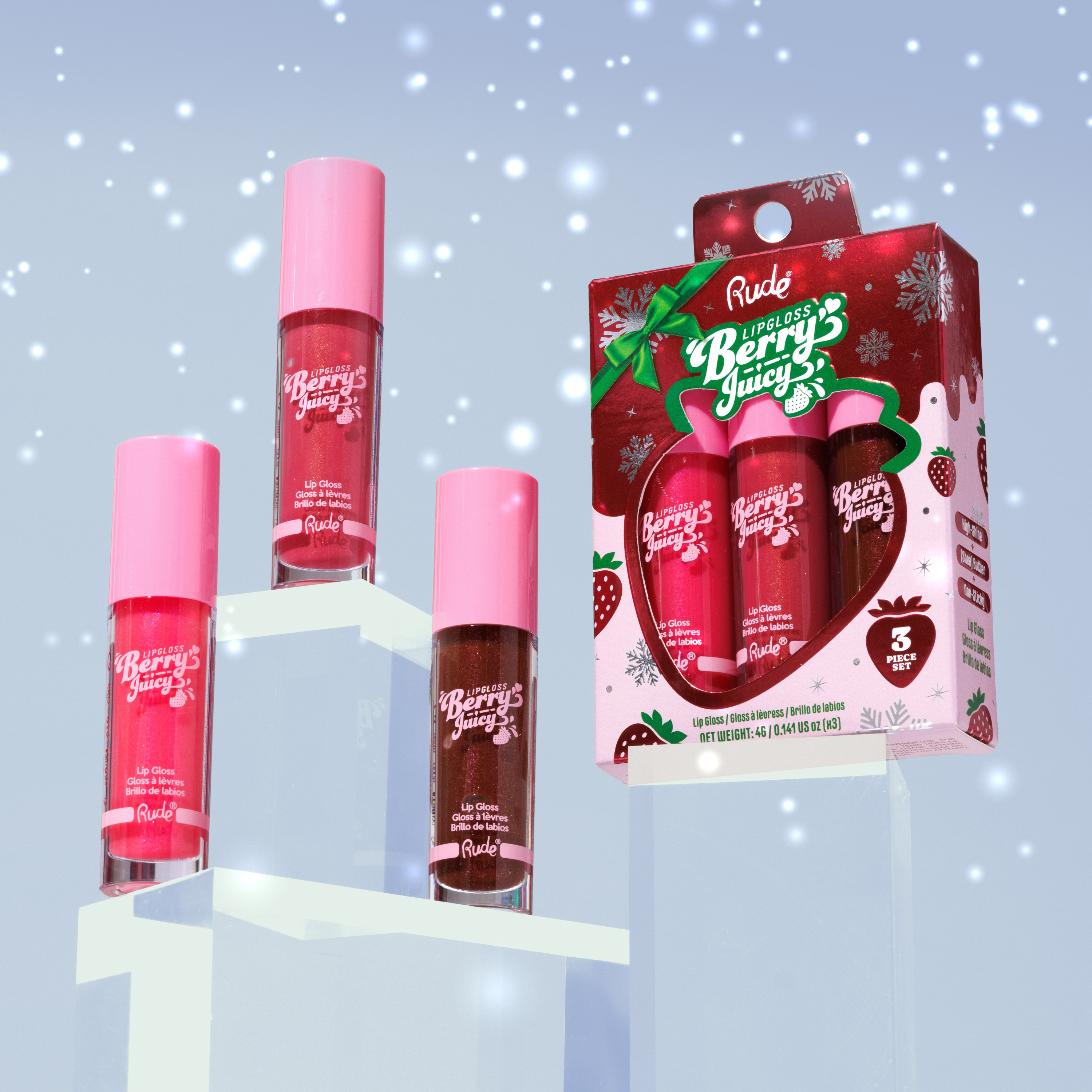 Rude Cosmetics – wholesale Lip-gloss – Berry Juicy Lip Gloss Trio Set6