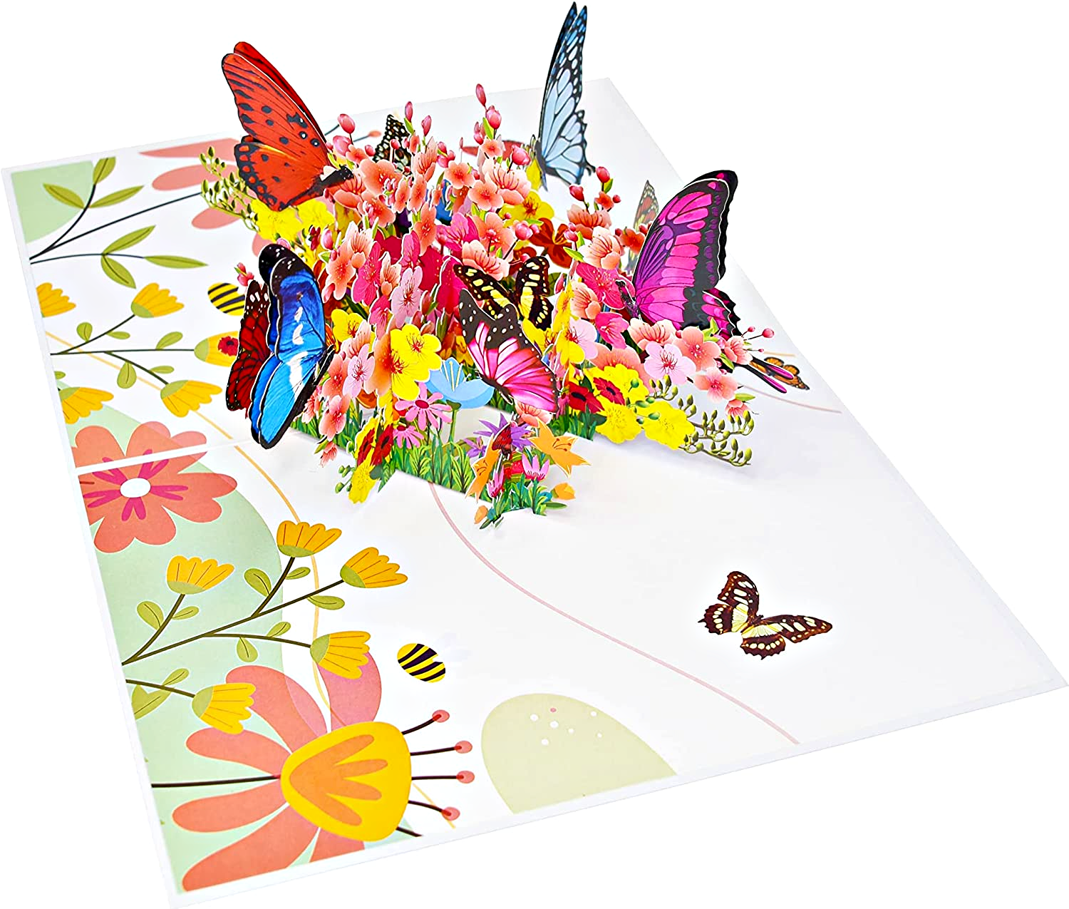 Wonder Paper Art - Vendita all'ingrosso Biglietti di auguri generici - Biglietto pop-up 3D con farfalle primaverili3