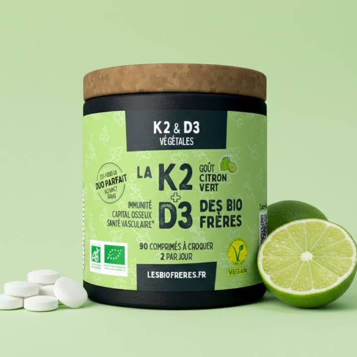 Vitamin K2 och D3 Ekologisk - K2+D3 Grön Kriton - 90 Tabletter för wholesale av LES BIO FRÈRES