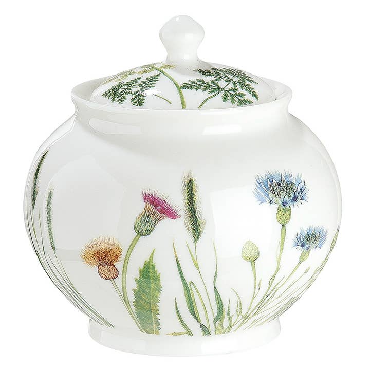 Zuccheriera in porcellana « Wild Flowers » VE 4 per la vendita all'ingrosso da parte di Gilde Handwerk Macrander GmbH & Co. KG
