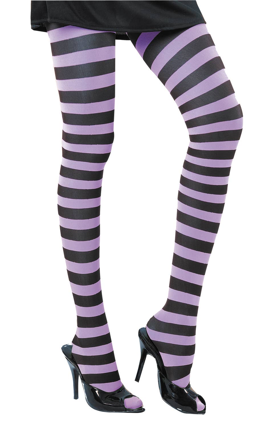 Party Pro - Wholesale Costume - Unisex - BLACK/PURPLE STRIPED PANTYHOSE0