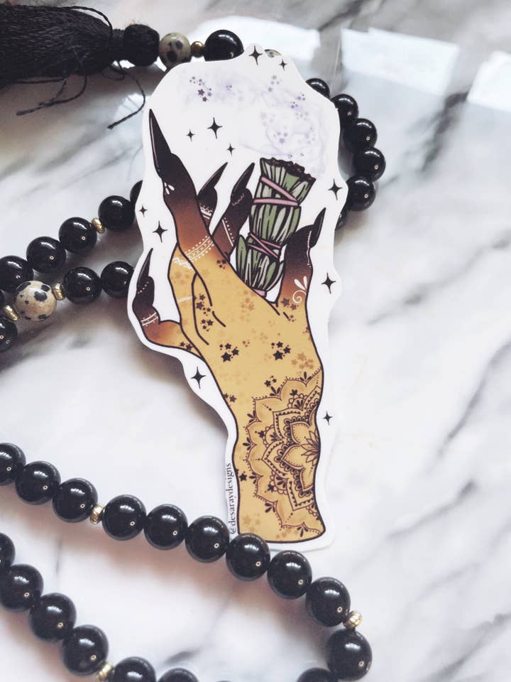 Witchy hand smudge sticker for wholesale by Desaray Designs