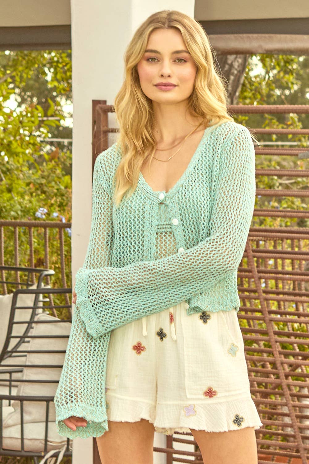 Mystree - Wholesale Cardigan - Women's - 61100 Crochet Style Knit Cardigan 7