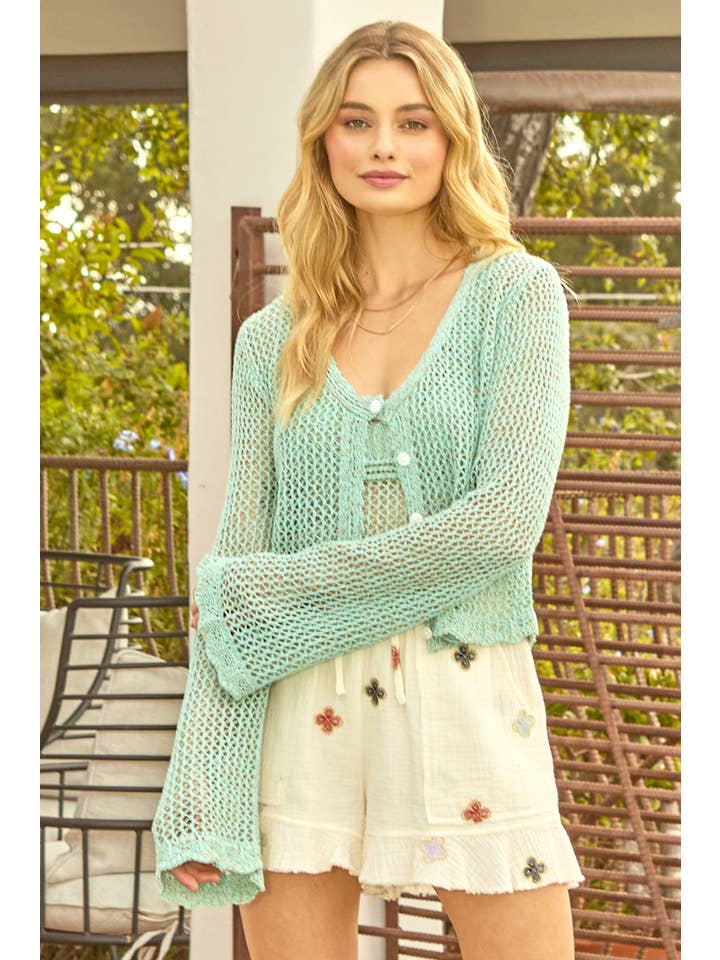 Mystree - Wholesale Cardigan - Women's - 61100 Crochet Style Knit Cardigan 7