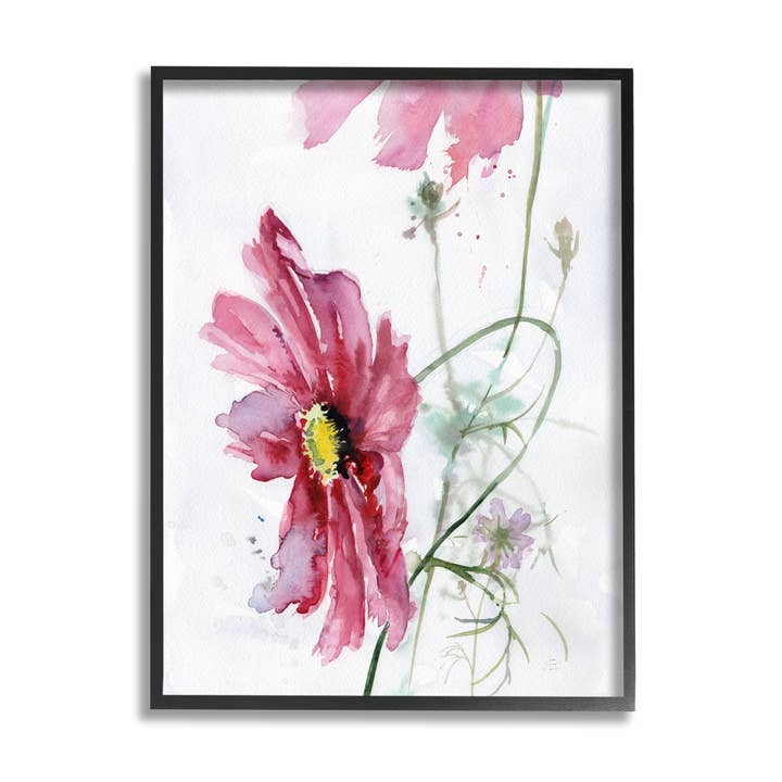 Stupell Industries - Wholesale Painting/Drawing - Pink Cosmo Flower Abstract Floral Watercolor Painting Framed
