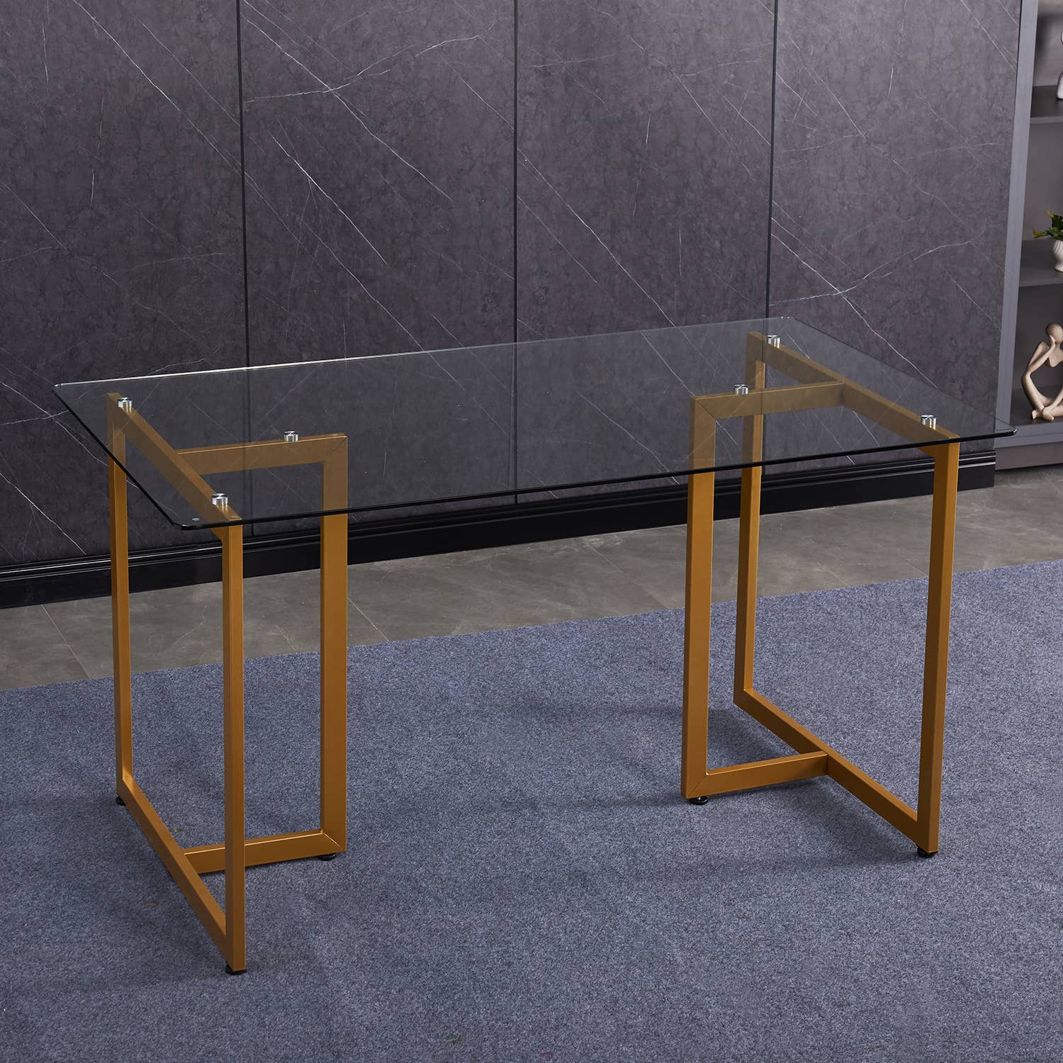 39F Inc. - Wholesale Side Table - SLIP Modern 55in Glass Dining Table With Metal Frame20