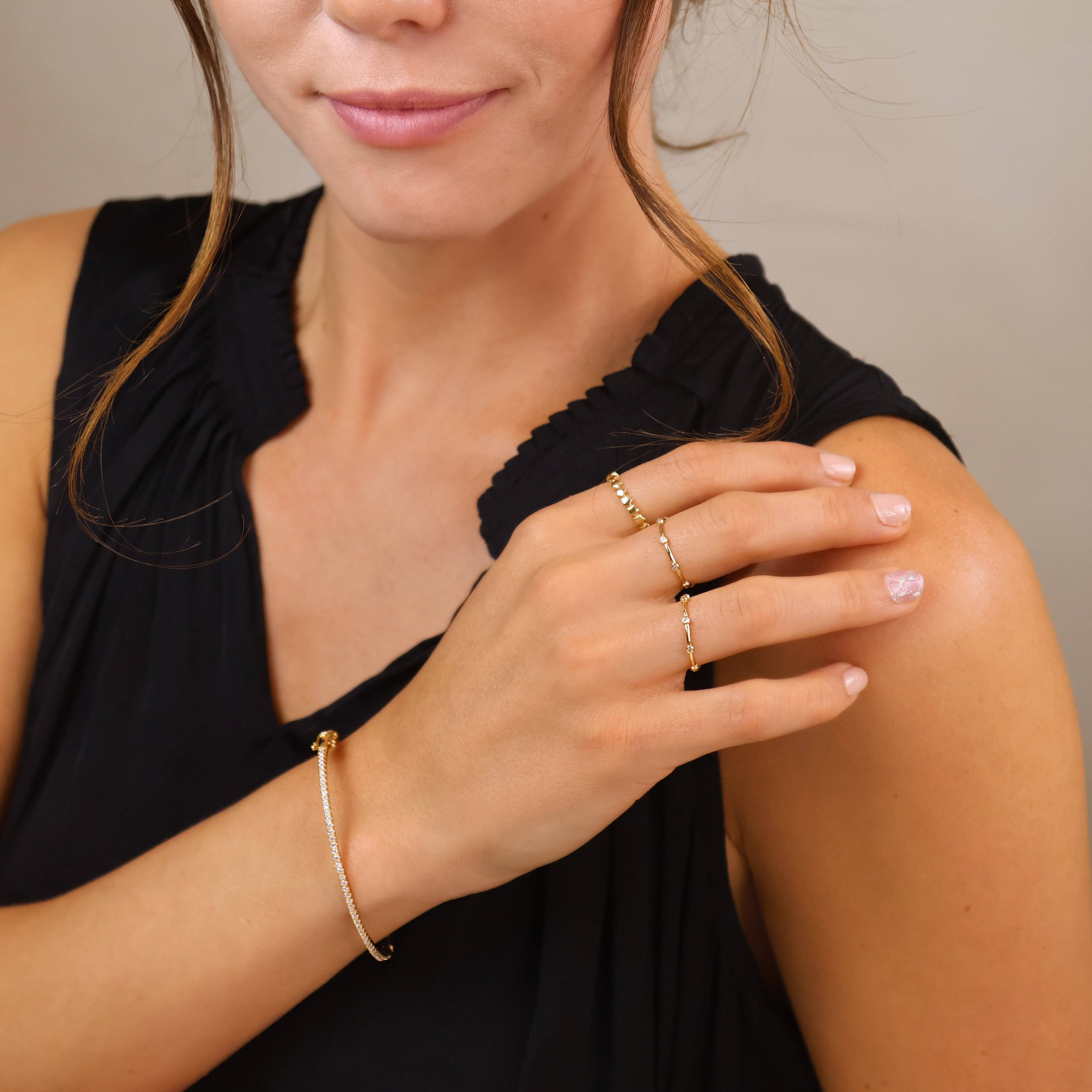 GoldFi - Wholesale Bangle Bracelet - 18k Gold Filled Thin Line CZ Bangle Bracelet8