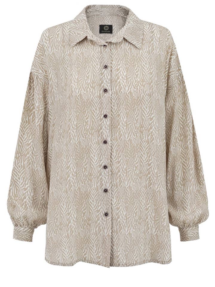 Sommerhemd mit beigem Druck für den Großhandel von Entelier