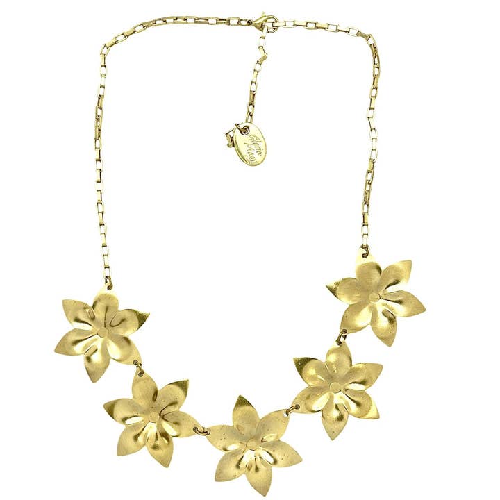 FiveFlower choker in gold brass. Gloria Mago design for wholesale by Gloria Mago