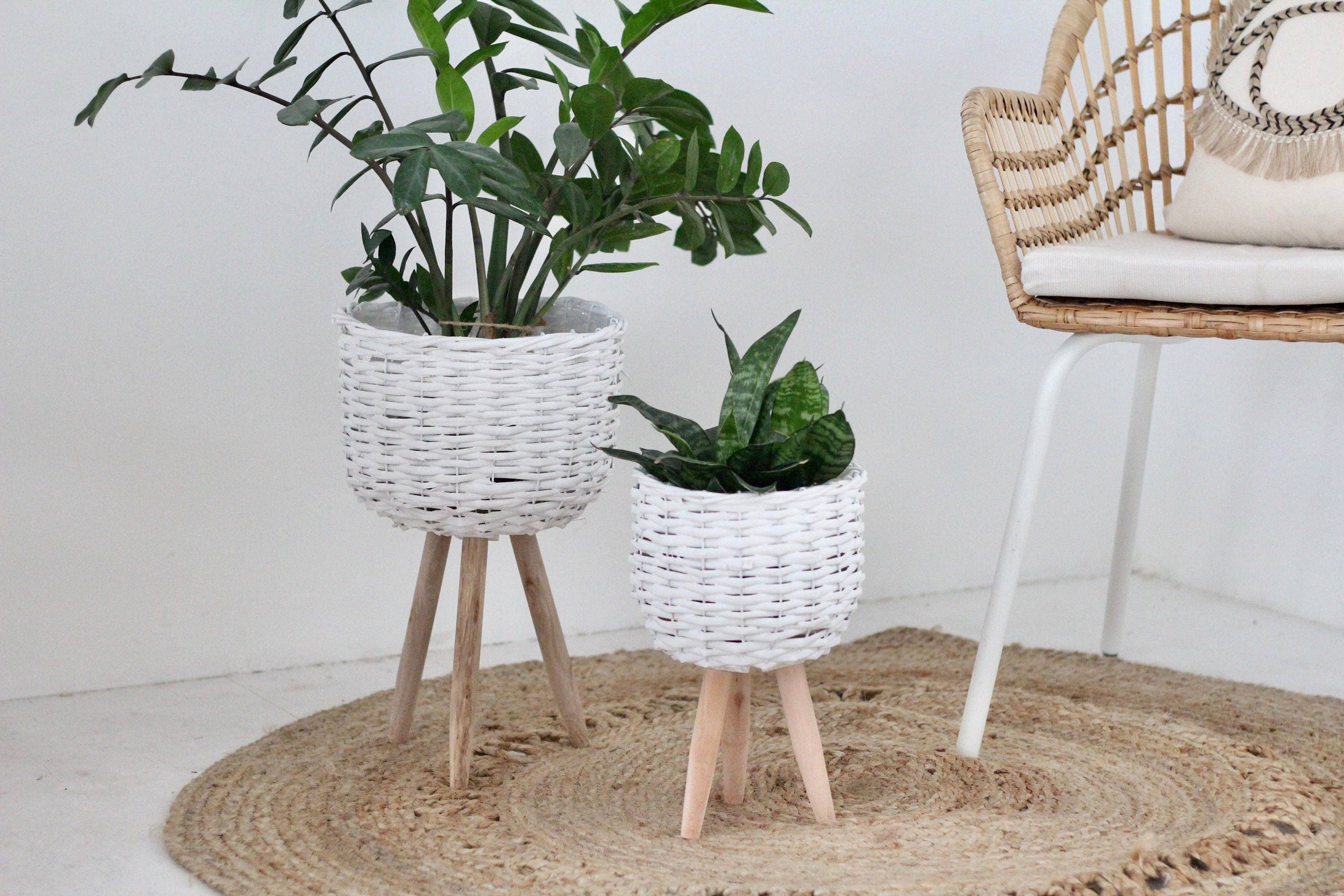 Sprout & About - Wholesale Plant Pot Stand - White Boho Woven Plant Stand1