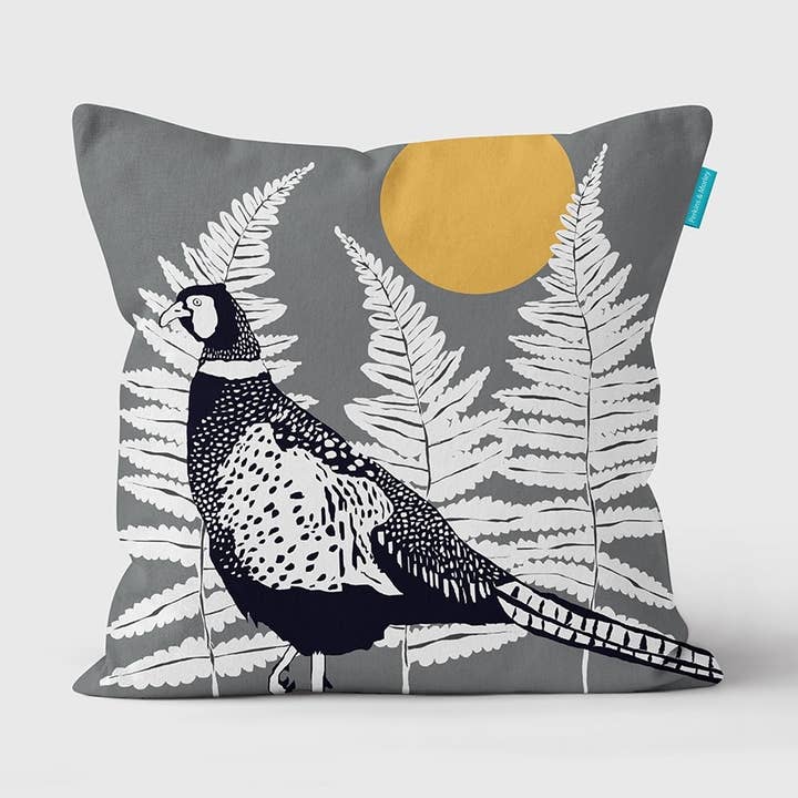 Wilder Pheasant Cushion Flat Grey for wholesale by Perkins & Morley