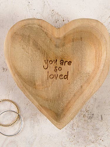 Wood Heart Dish So loved for wholesale by Care & Share Giftware