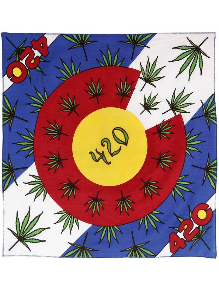 420 Colorado Flag Bandanna, 22x22, 100% Cotton for wholesale by Sunshine Joy
