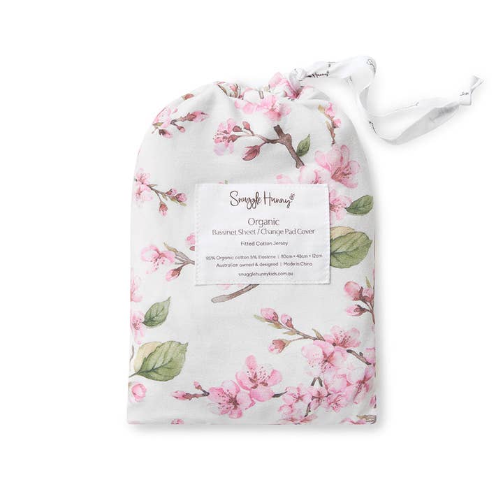 Snuggle Hunny - Wholesale Bassinet - Baby - Cherry Blossom Organic Bassinet Sheet / Change Pad Cover