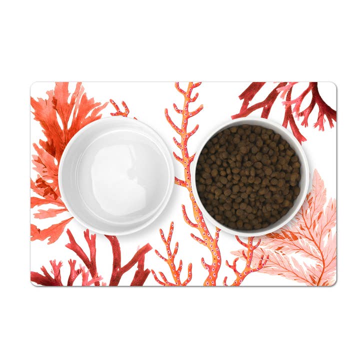 Pet Placemat, Red Pink Coral, White for wholesale by Aliza Darik