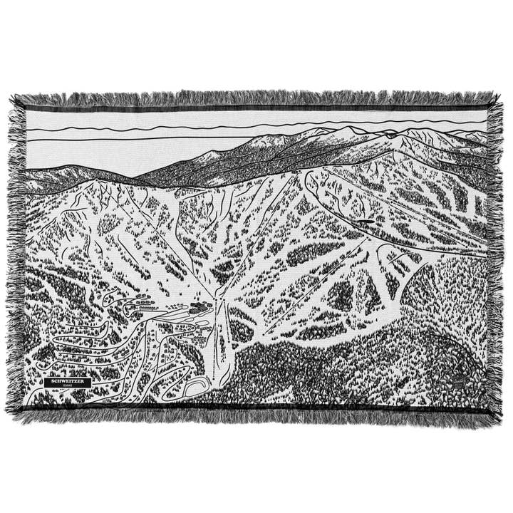 Schweitzer, Idaho Ski Trail Map Blanket for wholesale by Benoit's Design Co.
