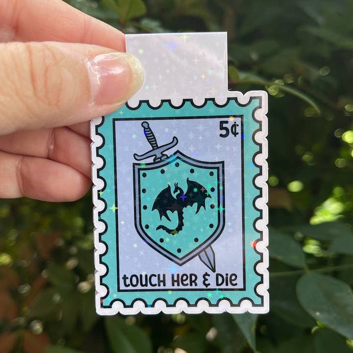 Segnalibro magnetico Touch Her and Die Stamp, con scritta Book Lover, Smut, Booktok, adesivo per libri per la vendita all'ingrosso da parte di Big Chair Dreams