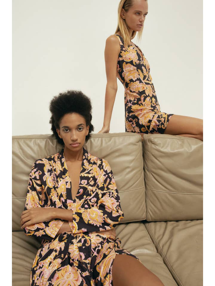 The Little Linen V Neck Mini Dress - Paisley Naga for wholesale on Faire1