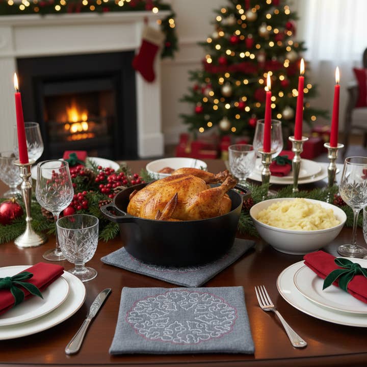 Presine Ricamate a Mano per Tavola di Natale - Set di 4 - Nessuna Tariffa per la vendita all'ingrosso da parte di Craftpair