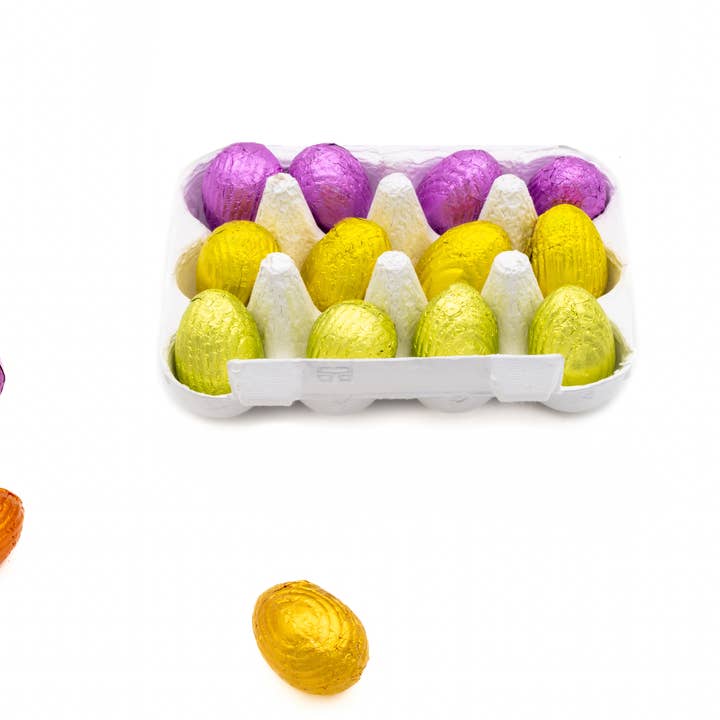 Belgium's Chocolate Source - Wholesale Chocolate Box - Nirvana 12pc Ast Foil wrapped choc eggs in Decorative carton1