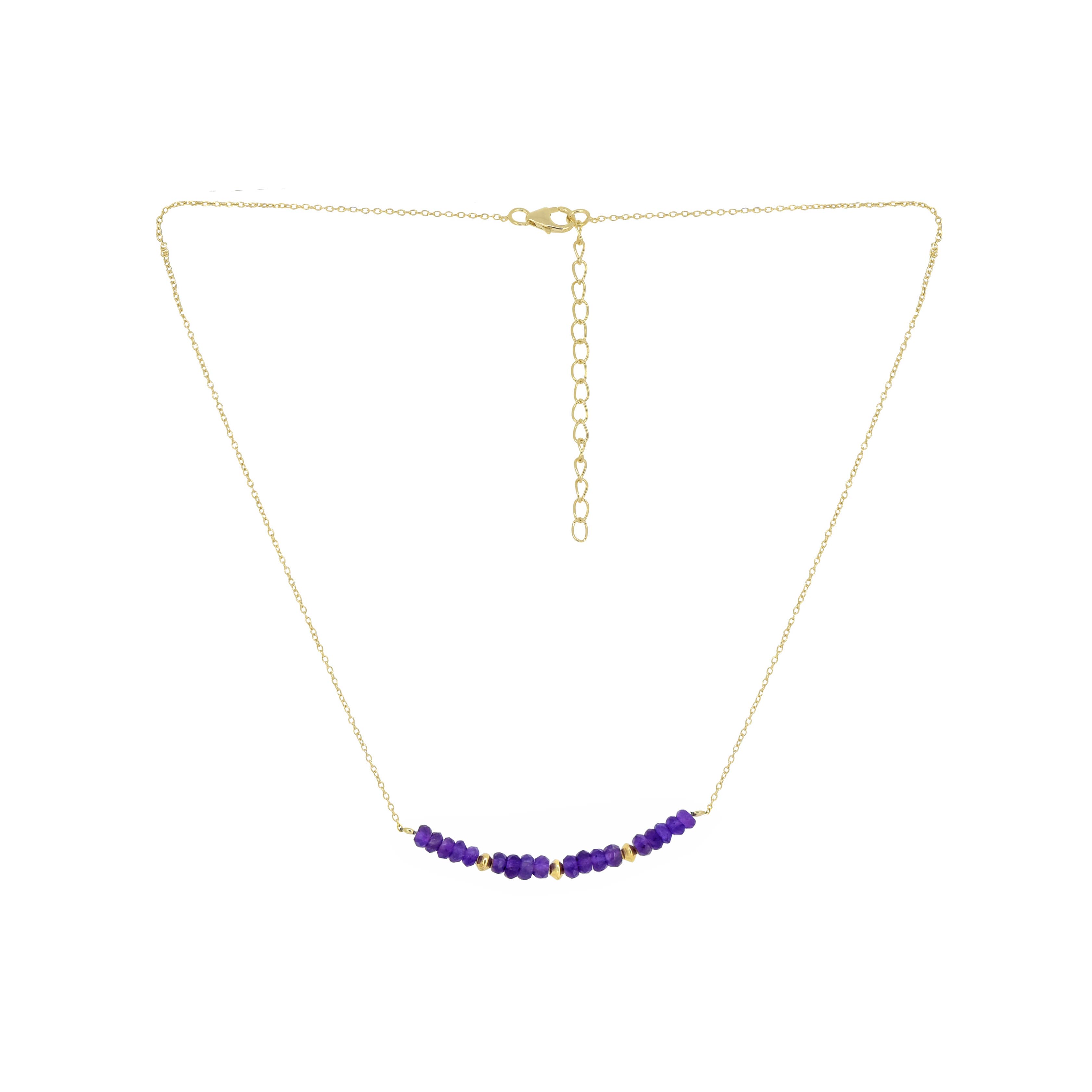 Tiramisu – wholesale Link & chain necklace – Gold Plated Over Silver Amethyst Orchid Thread Necklace3