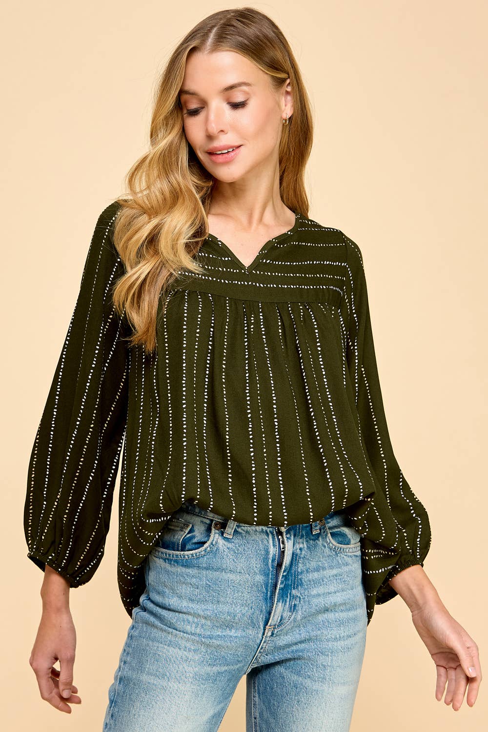 Les Amis - Wholesale Blouse - Women's - Dot Patterned Printed Top6