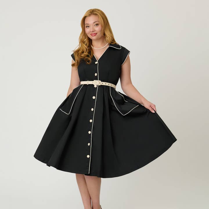 Unique Vintage Black & White Cotton Shirt Swing Dress and other Purchase Wholesale dress it up buttons. Free Returns & Net 60 Terms on Faire trending on Faire.