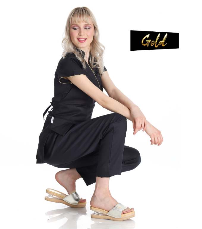West Rose abbigliamento professionale - Wholesale Healthcare Uniform - Women's - JASMINE BLACK GOLD WORK KIMONO5