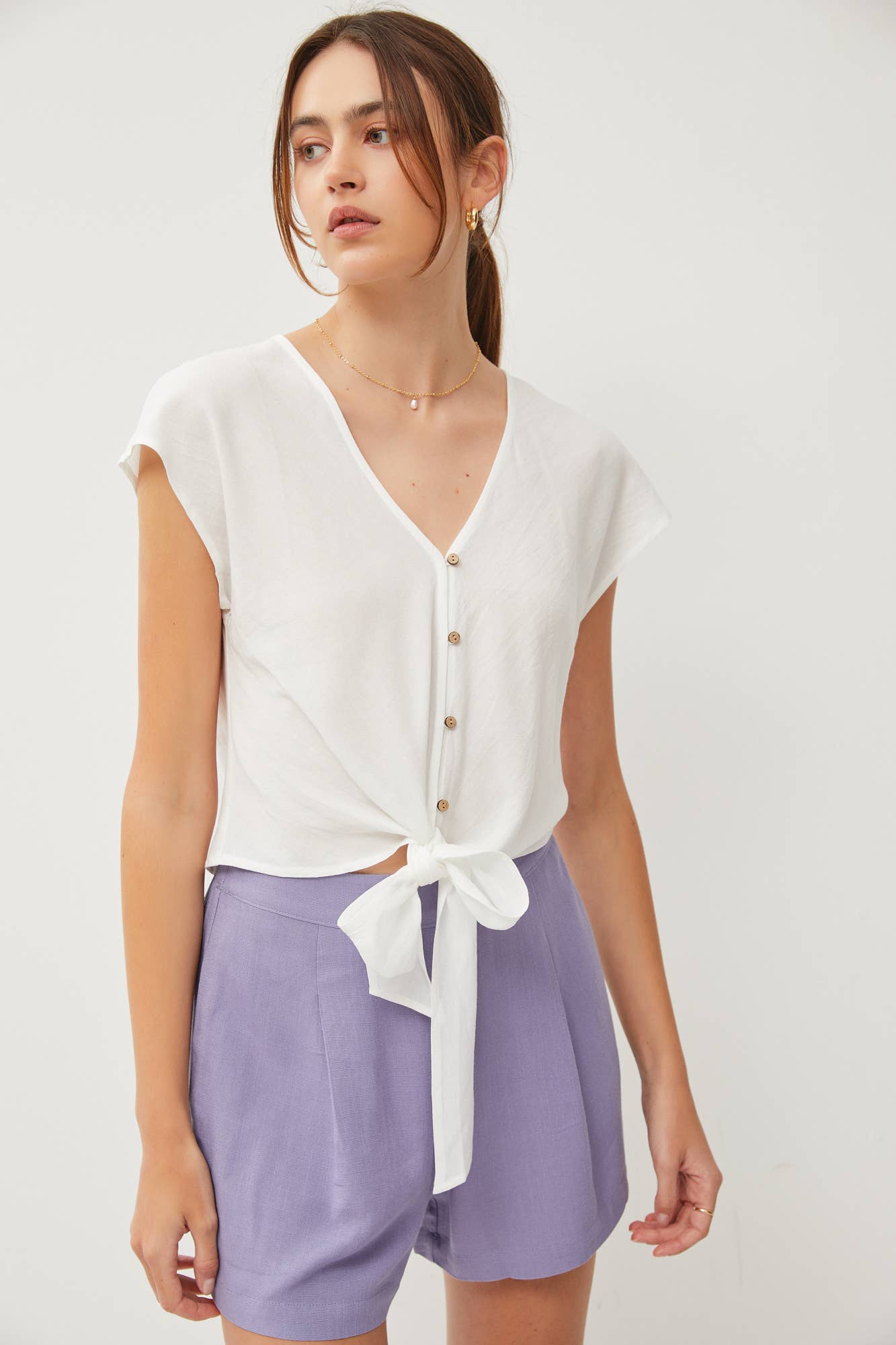 Be Cool - Wholesale Blouse - Women's - V-NECKLINE CAP SLEEVE TIE FRONT BLOUSE13