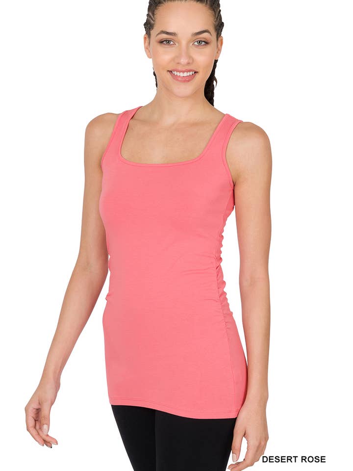 DESERT ROSE Side Ruched Tank Top for wholesale on Faire