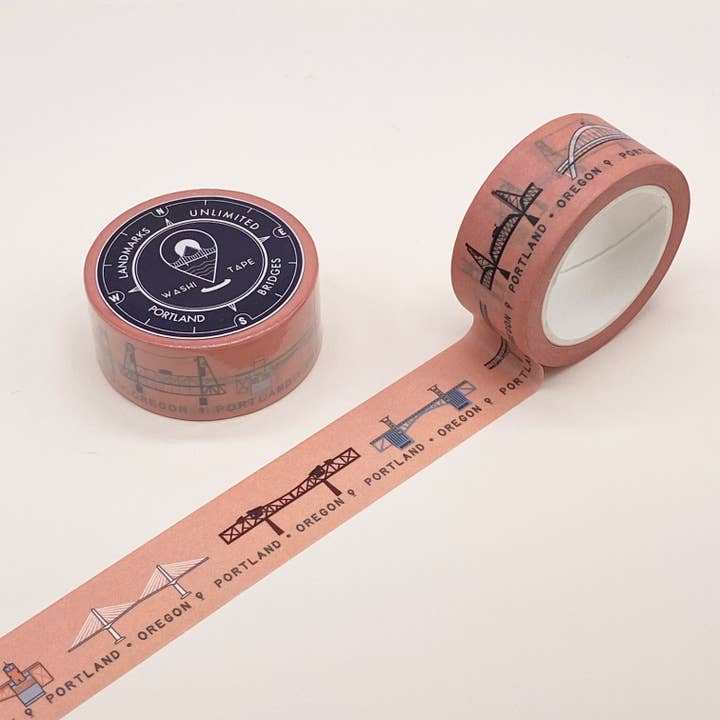 Portland Bridges Washi Tape - Salmon for wholesale by Landmarks Unlimited