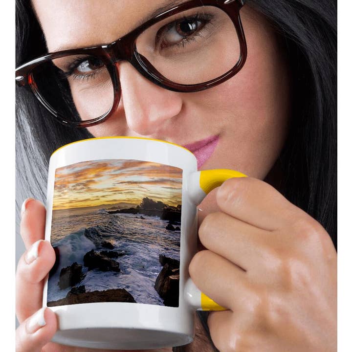 3dRose - Wholesale Coffee Mug - 3dRose, Sunrise sky over crashing waves of Pacific Grove, Lovers Point, CA., Mug1