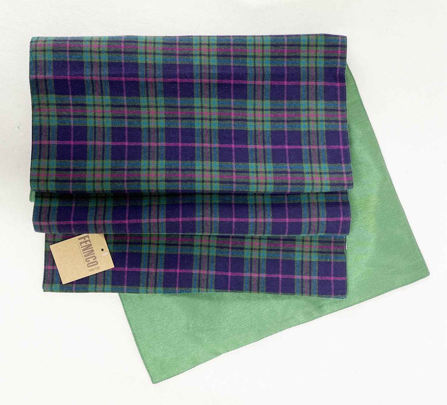 Fennco Styles - Wholesale Table Runner - Green Tartan Plaid 16"x72" Reversible Cotton Table Runner2