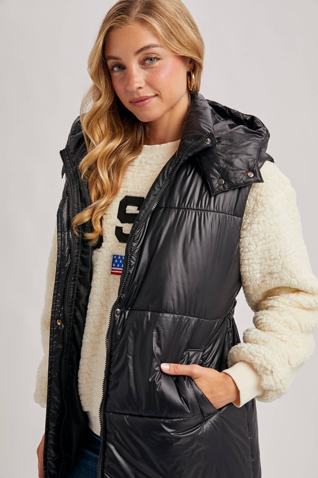 Bluivy – wholesale Väst - Dam – LÅNG LINJE BÄLTE PUFFER HUVA VÄST11