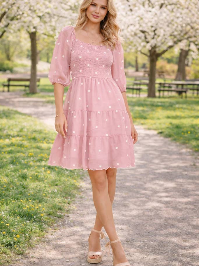 R8368-1 Embroidery smock Dress for wholesale by Rokoko by Dazz