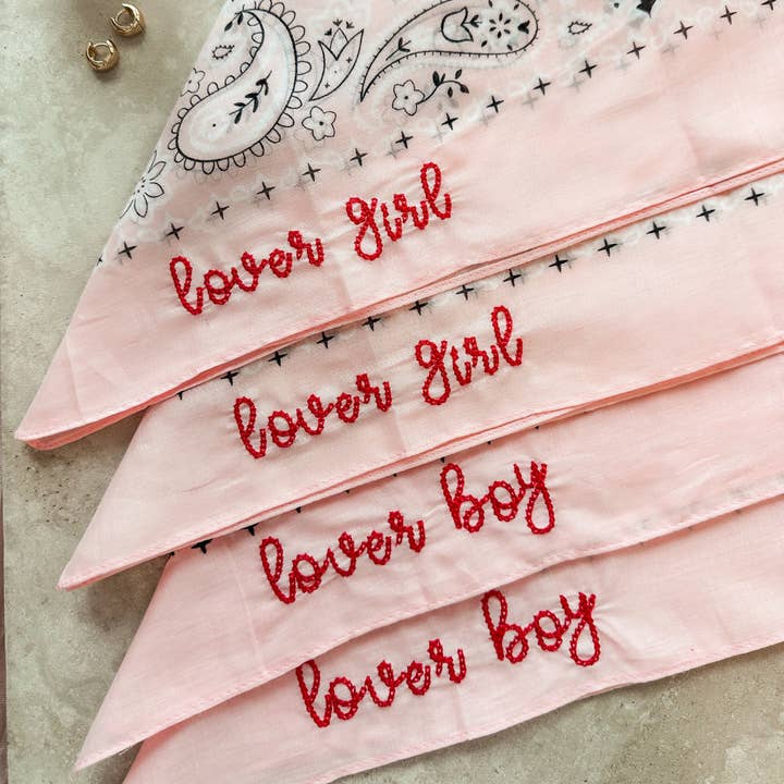 Lover Girl / Lover Boy Embroidered Dog Bandana for wholesale by Buffalo Dapper Paws