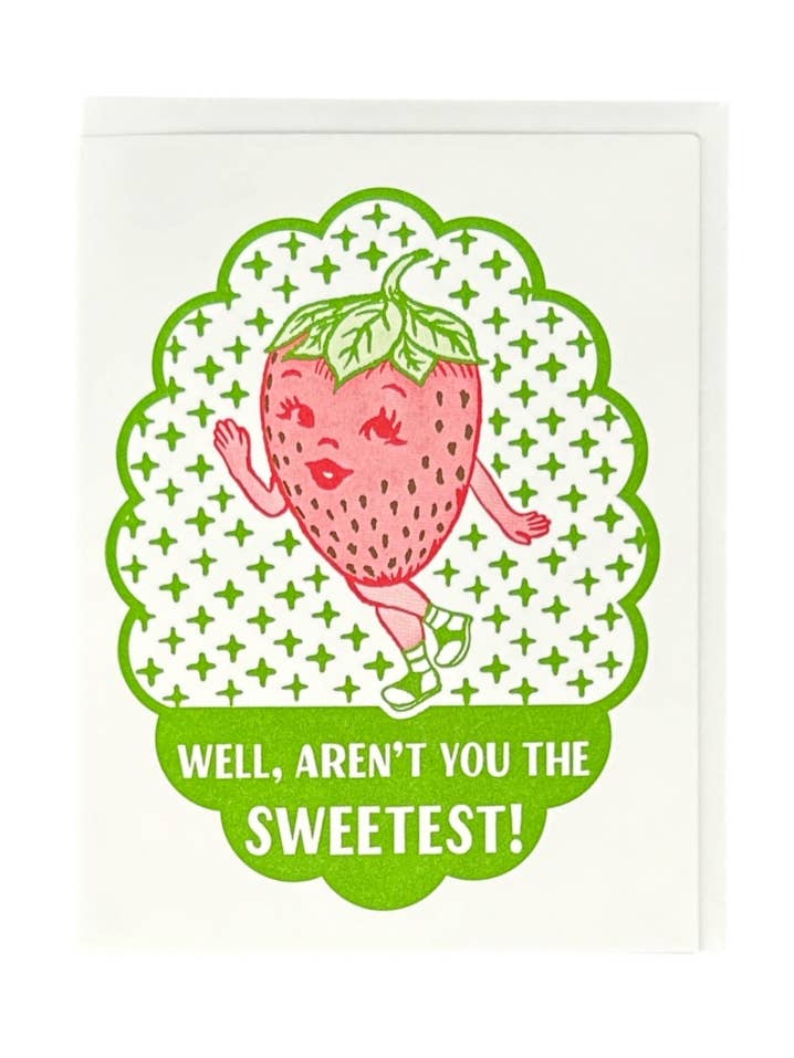 Biglietto tipografico Sweetest Strawberry per la vendita all'ingrosso da parte di Igloo Letterpress