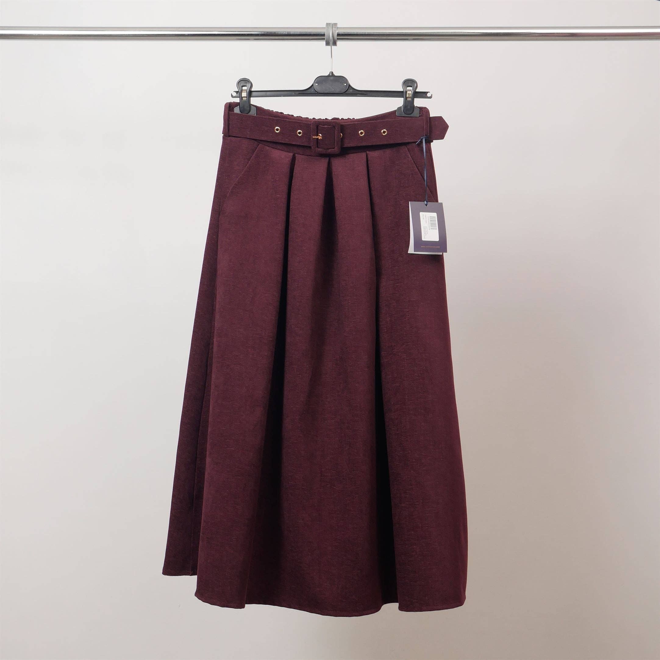 Cecile Wang - Wholesale Skirt - Women's - Flared midi skirt with belt in chenille – TDM72125-5