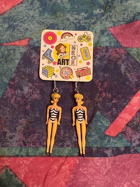 NO RHYME OR REASON ART - Wholesale Dangle Earrings - Classic, Original Barbie Earrings - Posable, Retro, 50s7