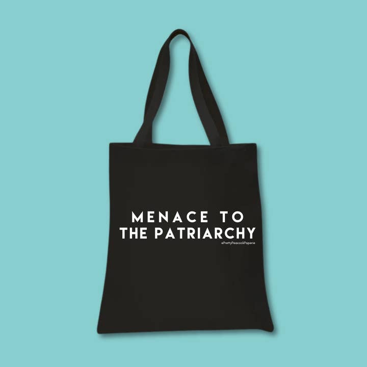 Menace to the Patriarchy Cotton Tote Bag for wholesale by Pretty Peacock Paperie - Women's Empowerment