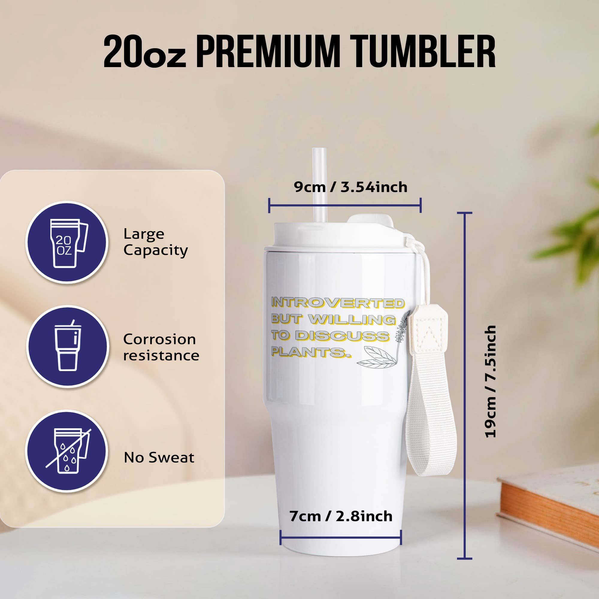 3dRose – wholesale Insulated mug/tumbler – 3dRose, Introverted But Willing To Discuss Plants, Tumbler1