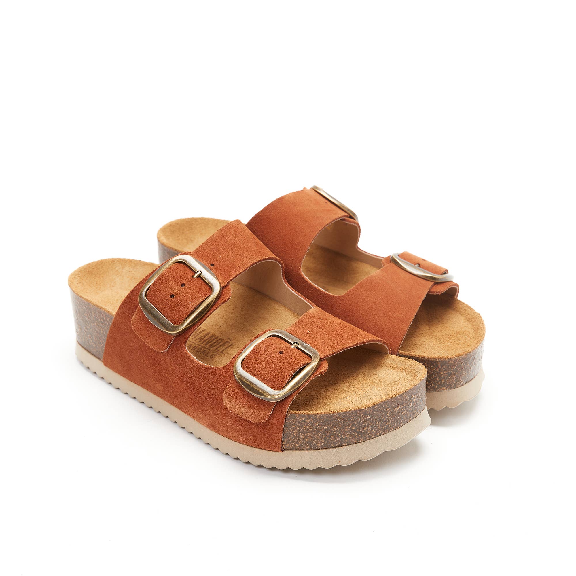 Mandél - Wholesale Sandals - Women's - ZOE two-strap brown leather sandals - Art.MD01225