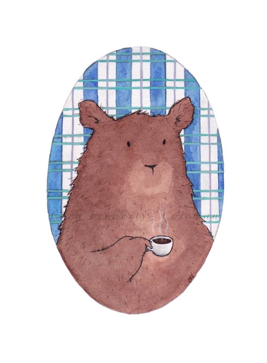 Impressão artística Hobby Bear Coffee Talk por atacado de Little Bear Illustration