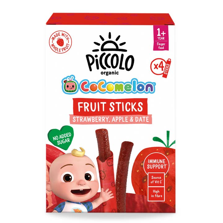 Piccolo Organic Strawberry Date Fruit Sticks 4 x 17g for wholesale by Piccolo Foods