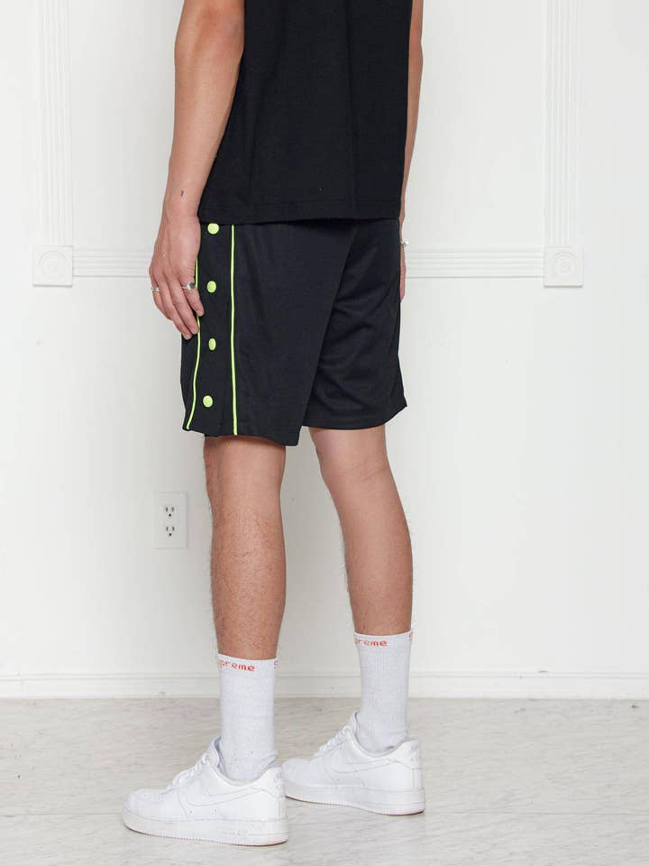 Robink - Wholesale Shorts - Men's - Blank State Men's Snap Button Gym Shorts in Black