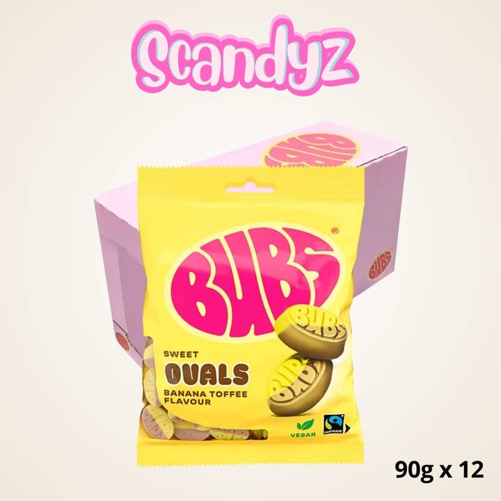 Bubs Banana Toffee Ovali 90g per la vendita all'ingrosso da parte di Scandyz